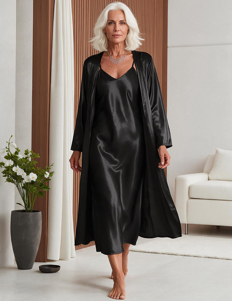ekouaer-robes-satin-set-nachthemd-und-morgenmantel-2-teilig image 1