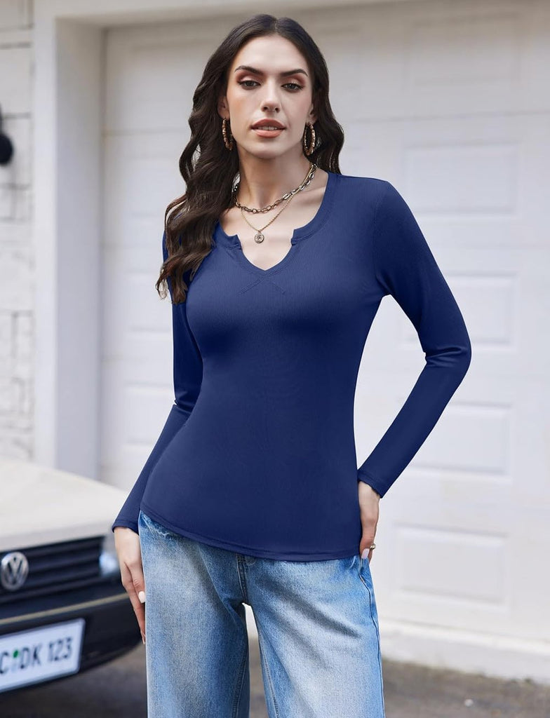 ekouaer-thermals-thermal-shirt-langarm-rippe-v-ausschnitt image 1