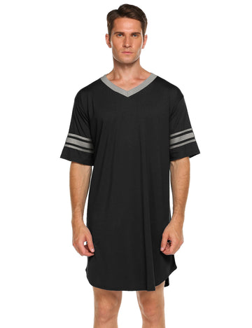 ekouaer-men-schlafshirt-v-ausschnitt-kurzarm-big-tall image 3