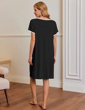 ekouaer-nightgowns-hauskleid-kurzarm-mit-taschen-knielang image 7