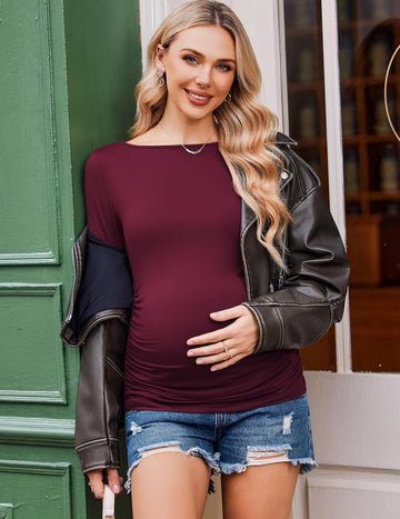 ekouaer-maternity-umstandsshirt-langarm-3er-pack-tunika-stretch image 5