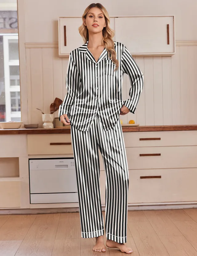 ekouaer-pajama-sets-satin-pyjama-leopard-knopfleiste-2-tlg image 1