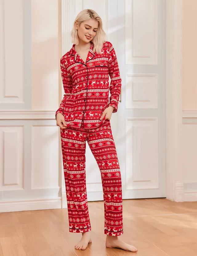 ekouaer-pajama-sets-christmas-schlafanzug-langarm-print image 1