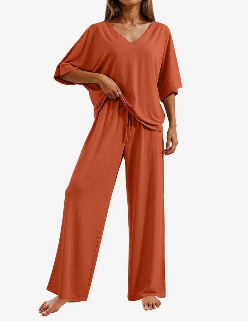 ekouaer-pajama-sets-schlafanzug-kurzarm-2-teilig-polyester image 1