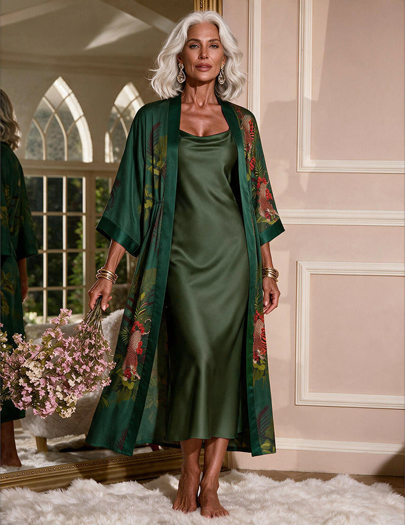 ekouaer-robes-satin-kimono-morgenmantel-dusk-lotus-2-teilig-maxi image 3