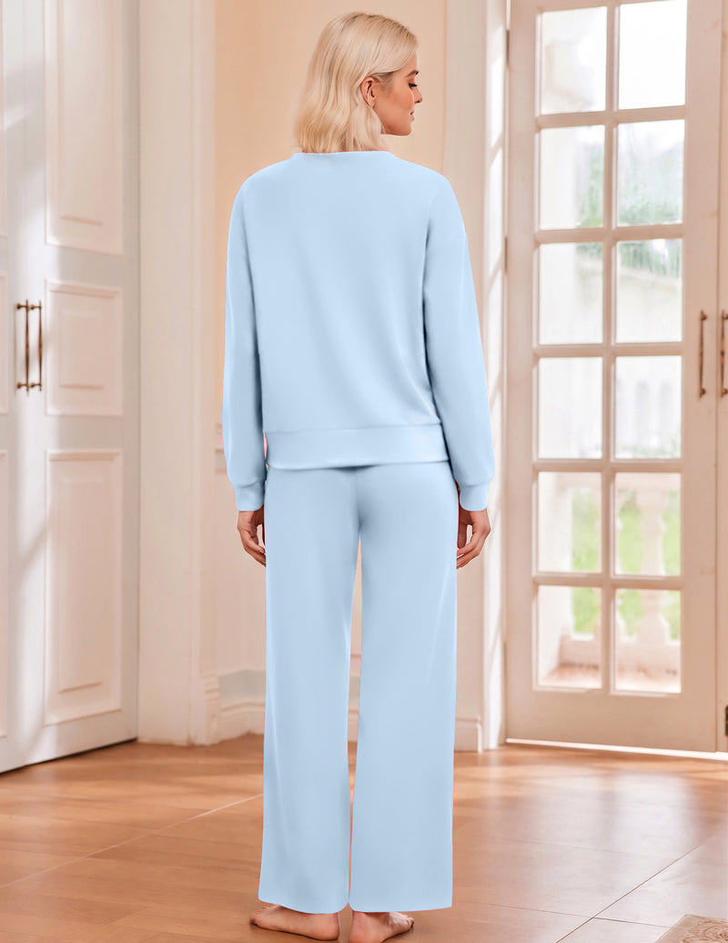ekouaer-pajama-sets-schlafanzug-schwarz-langarm-2-teilig image 2