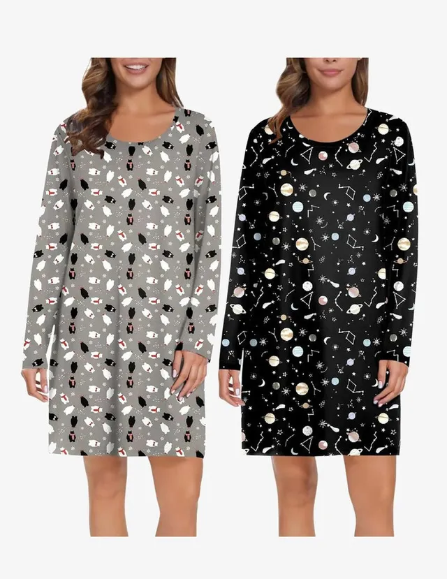 ekouaer-nightgowns-schlafshirt-langarm-2er-pack image 1