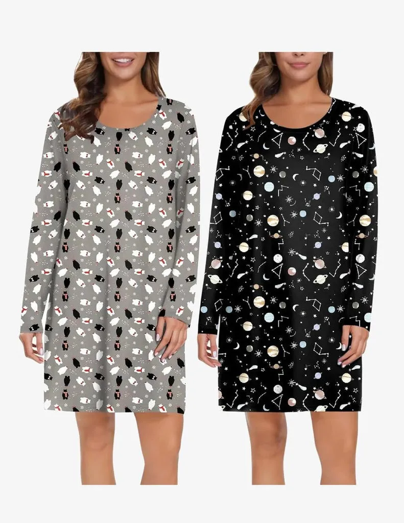 ekouaer-nightgowns-schlafshirt-langarm-2er-pack image 1