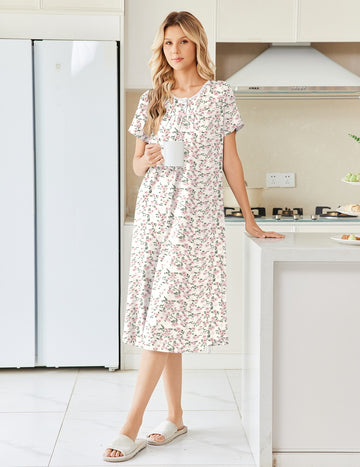 ekouaer-nightgowns-nachthemd-blumen-lang-mit-tasche image 7