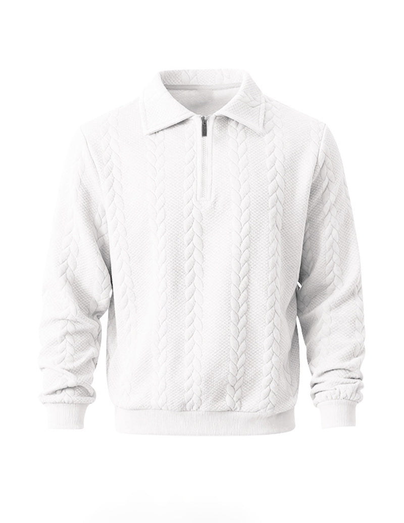 ekouaer-men-pullover-herren-wei-zip-polokragen-strick image 3