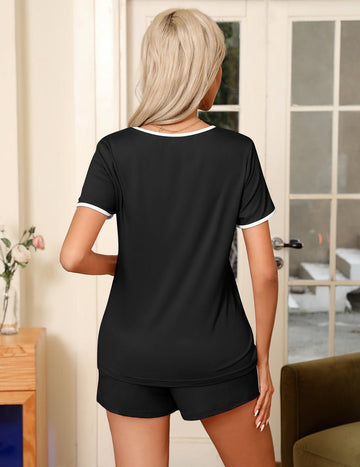 ekouaer-pajama-sets-solid-pyjama-set-kurz-taschen-2-teilig-uni image 5
