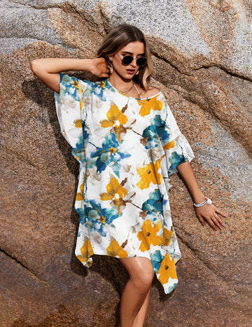 ekouaer-swimwear-chiffon-ruffle-strandkleid-floral-chiffon image 2
