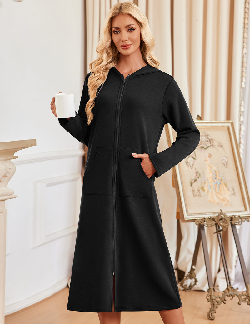 ekouaer-robes-bademantel-kapuze-zip-navy-blue-s-xxl image 3