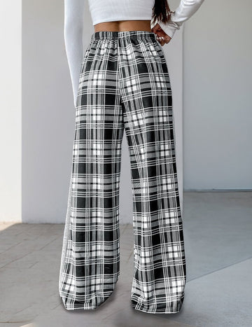 ekouaer-pajama-sets-pyjamahose-wide-leg-kariert-mit-taschen image 5