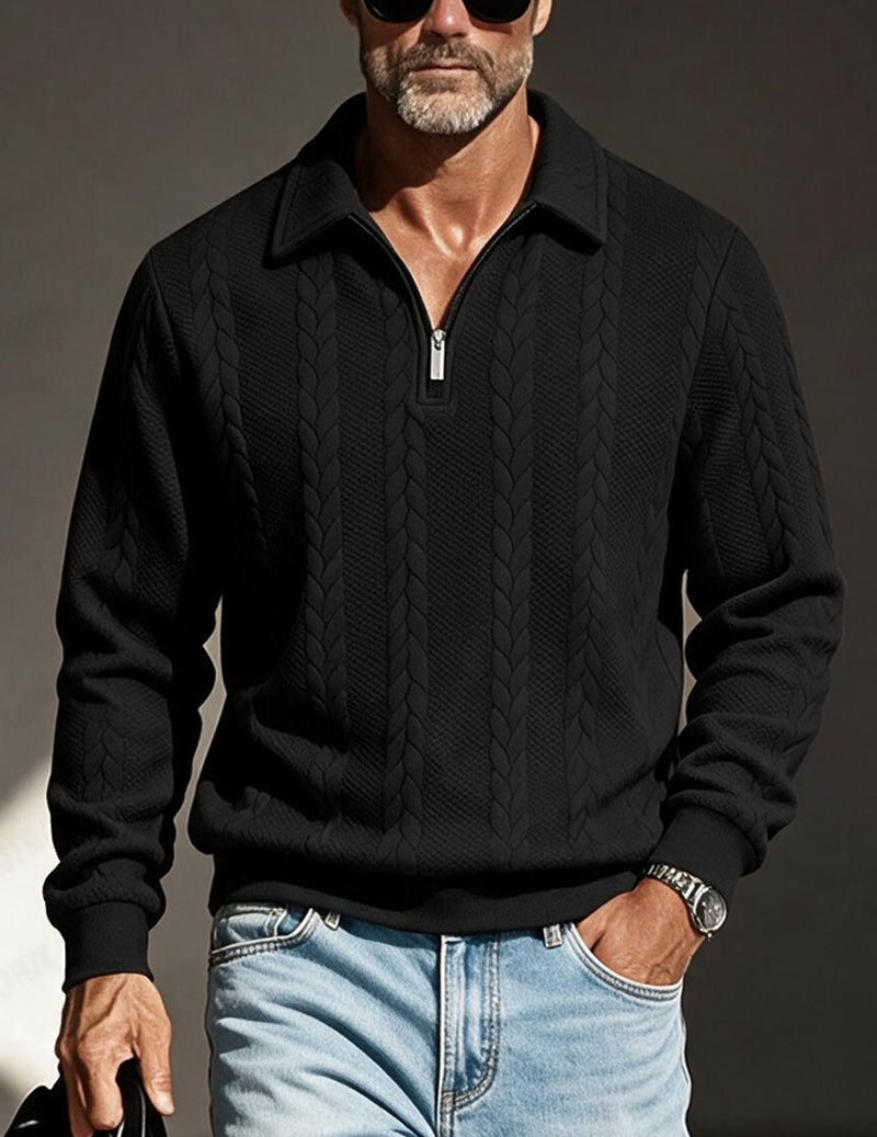 ekouaer-men-pullover-herren-wei-zip-polokragen-strick image 4
