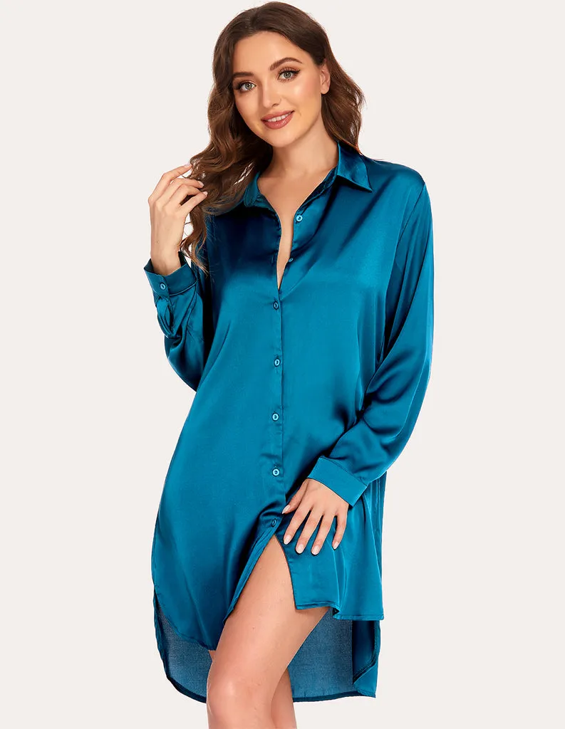 ekouaer-nightgowns-satin-boyfriend-sleepshirt-nachthemd-satin image 1