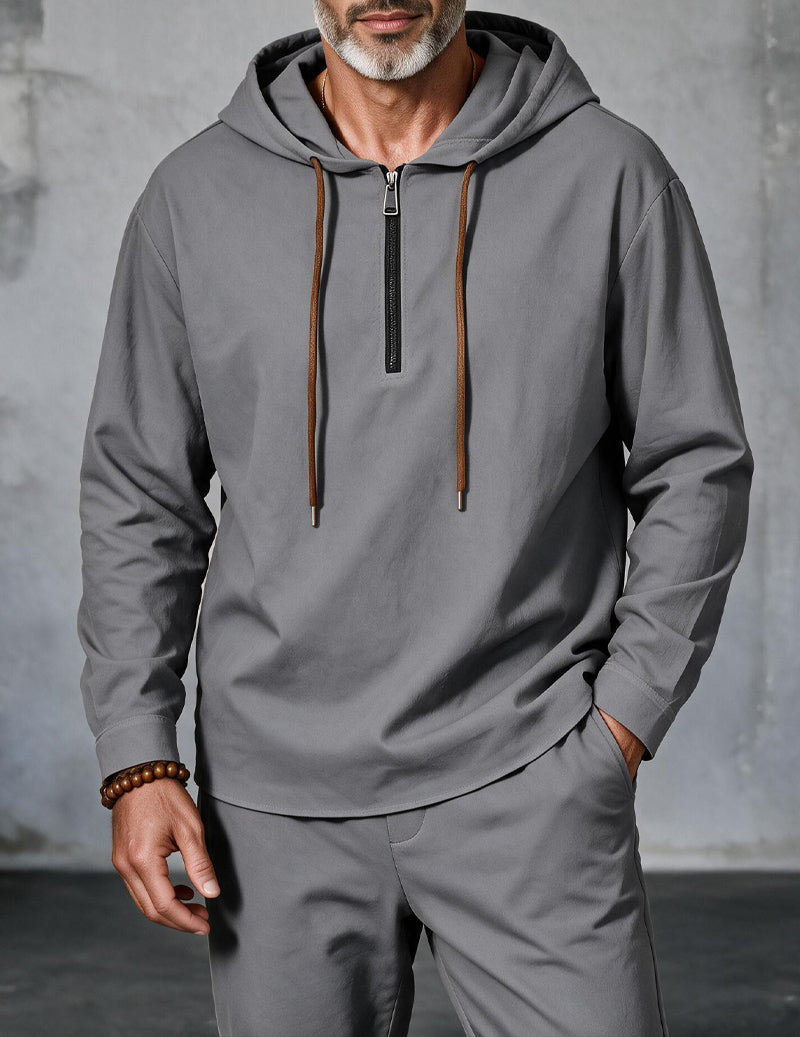 ekouaer-men-linen-zip-hoodie-herren-schwarz-l-mit-kapuze image 4