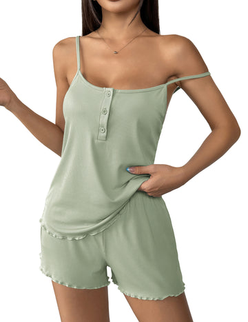ekouaer-pajama-sets-cami-pyjama-rippstrick-shorts image 3