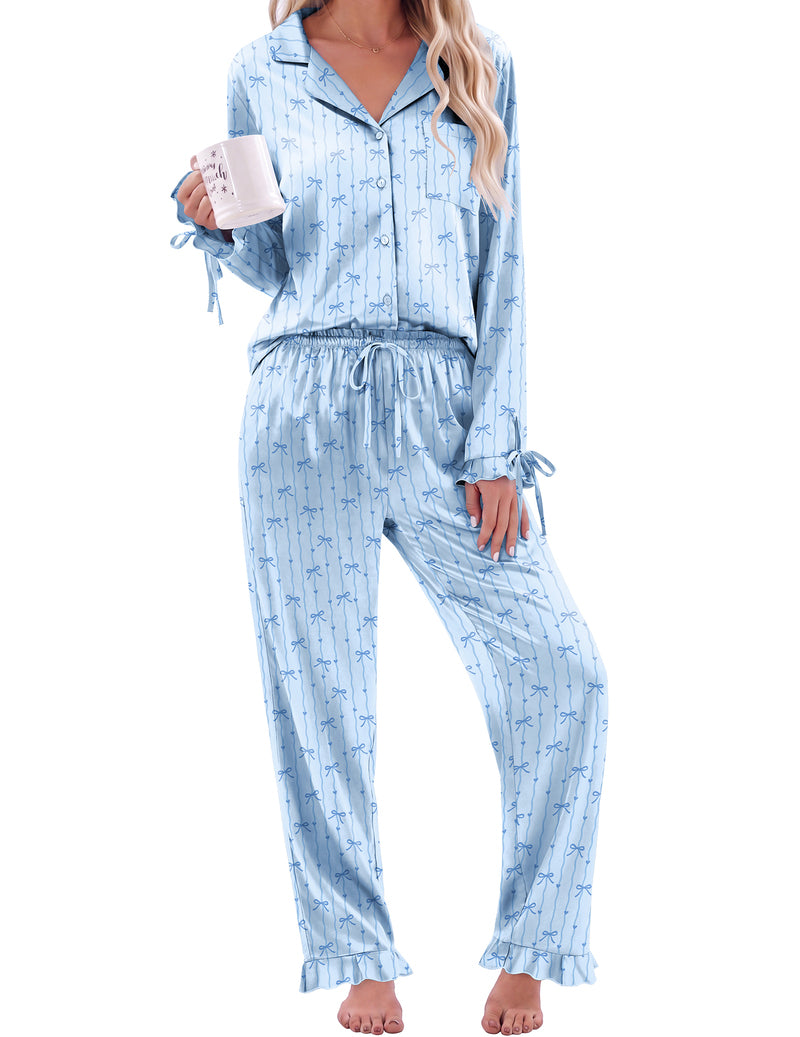 ekouaer-pajama-sets-satin-schlafanzug-rosa-langarm image 8
