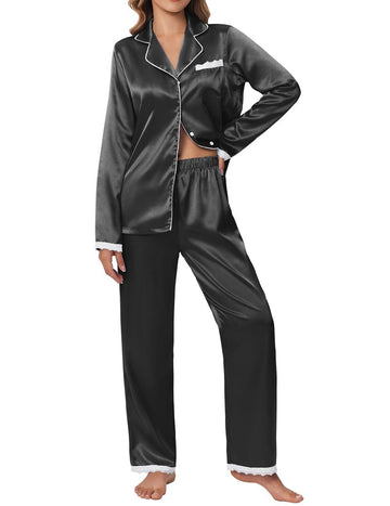 ekouaer-pajama-sets-satin-button-down-pyjama-spitze image 5