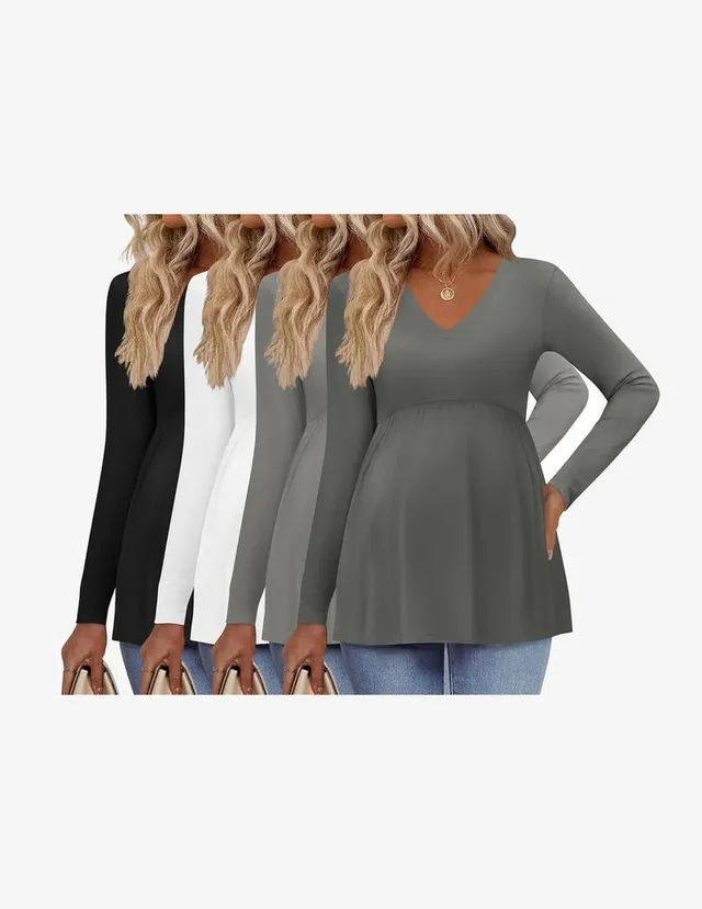 ekouaer-maternity-umstandsshirt-4er-pack-langarm-v-ausschnitt image 1