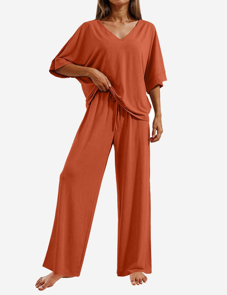 ekouaer-pajama-sets-schlafanzug-kurzarm-2-teilig-polyester image 1