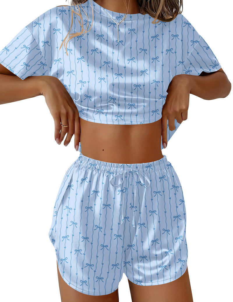 ekouaer-pajama-sets-satin-shorts-schlafanzug-kurzarm image 7