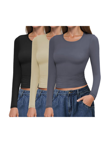 ekouaer-pajama-sets-langarmshirt-3er-pack-gerafft-slim-fit image 5