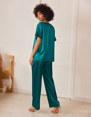ekouaer-satin-v-neck-2-piece-pyjama-set-v-ausschnitt image 5