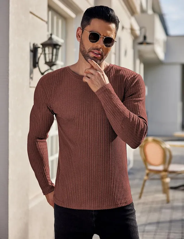 ekouaer-men-thermal-langarmshirt-gerippt-slim-fit-schwarz image 1