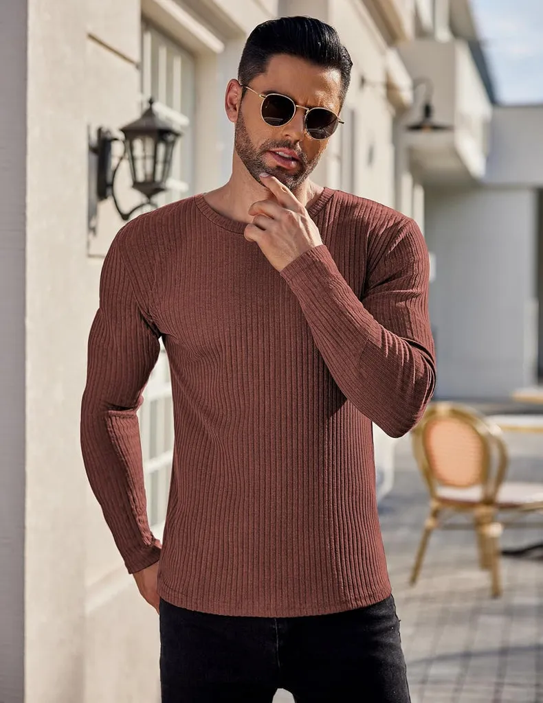 ekouaer-men-thermal-langarmshirt-gerippt-slim-fit-schwarz image 1