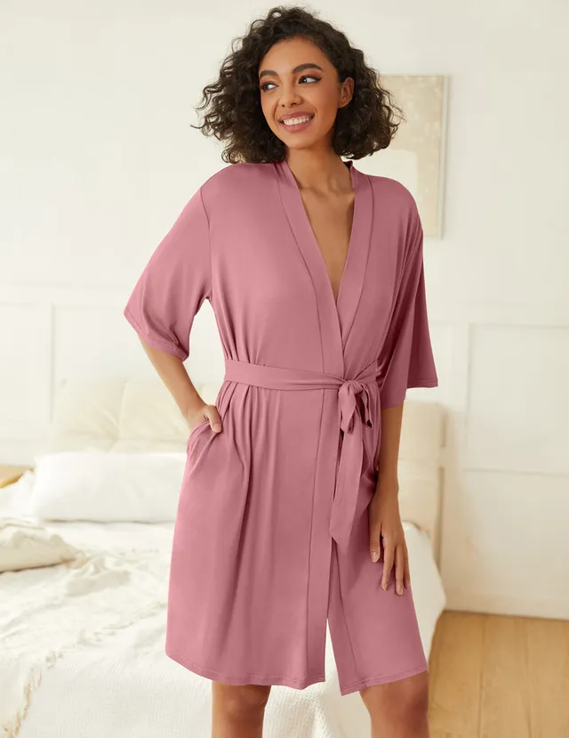 ekouaer-robes-kimono-bademantel-kurz-taschen-leicht image 1