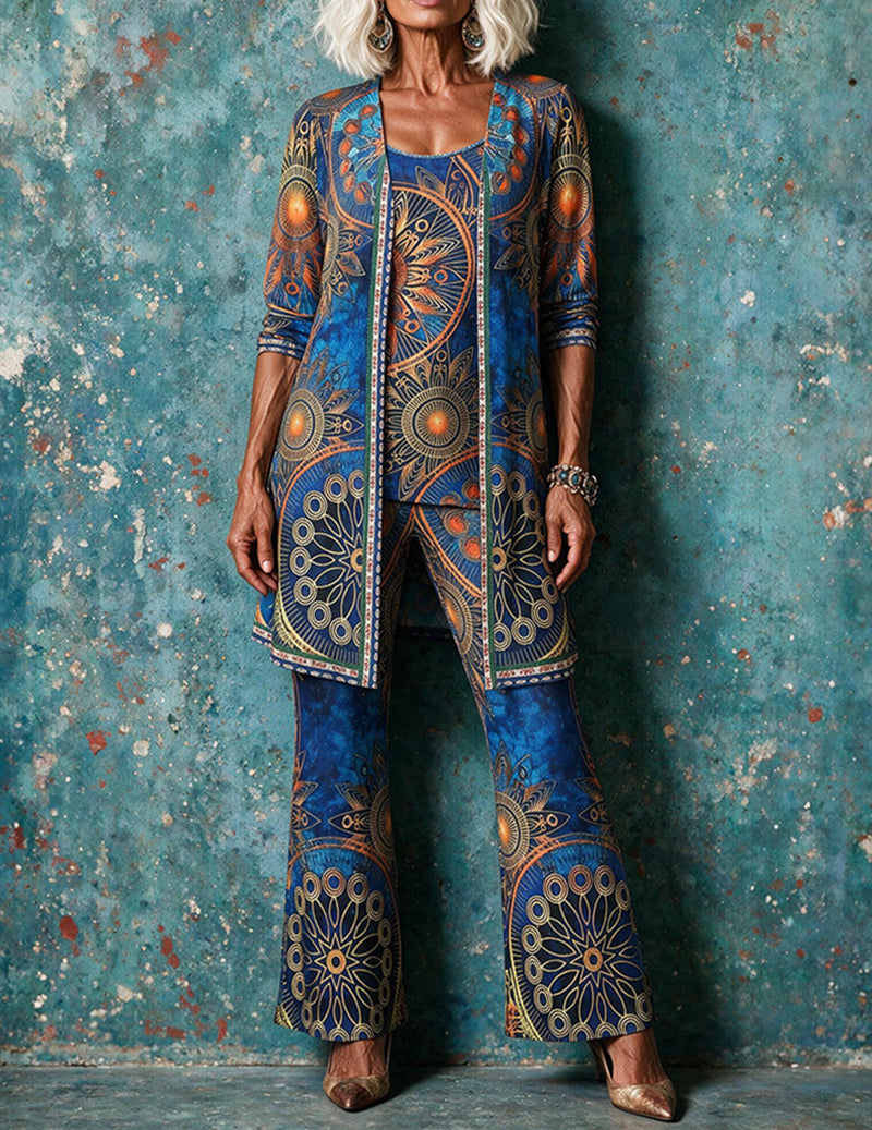 ekouaer-robes-bohemian-print-3-teiler-set-cardigan image 3