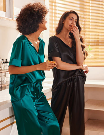 ekouaer-satin-v-neck-2-piece-pyjama-set-v-ausschnitt image 7