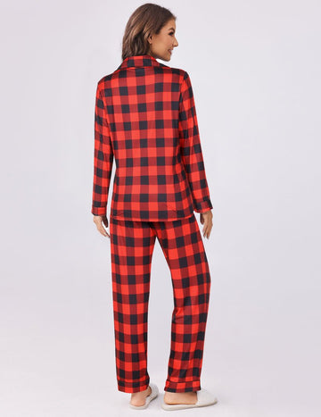 ekouaer-plaid-schlafanzug-pyjama-karo-set-knopfleiste-langarm image 7