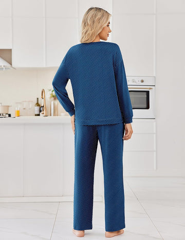 ekouaer-pajama-sets-2er-pyjama-langarm-v-ausschnitt image 5