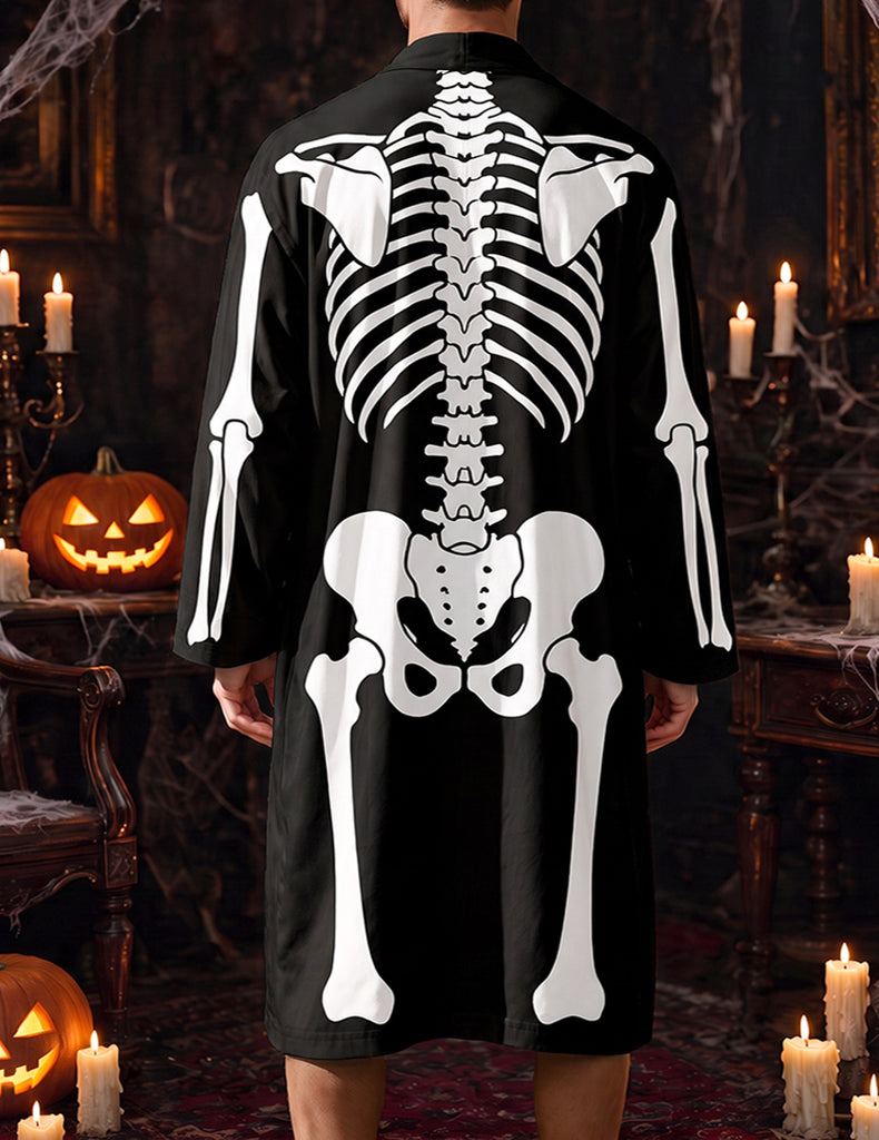 ekouaer-men-halloween-skeleton-robe-shorts-set-schwarz image 1