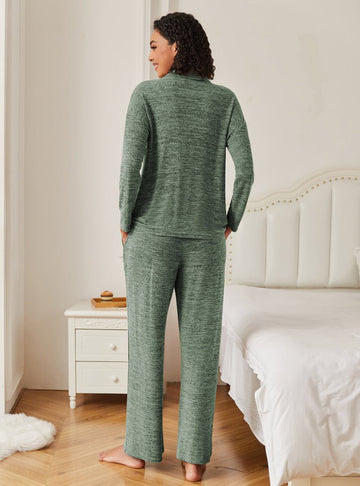 ekouaer-knit-button-down-pjs-schlafanzug-langarm-2-teilig image 5