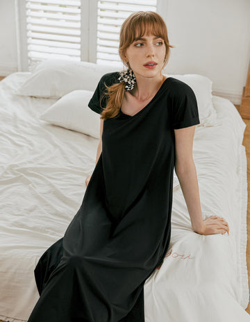 ekouaer-nightgowns-a-linie-nachthemd-lang-taschen-v-ausschnitt image 8