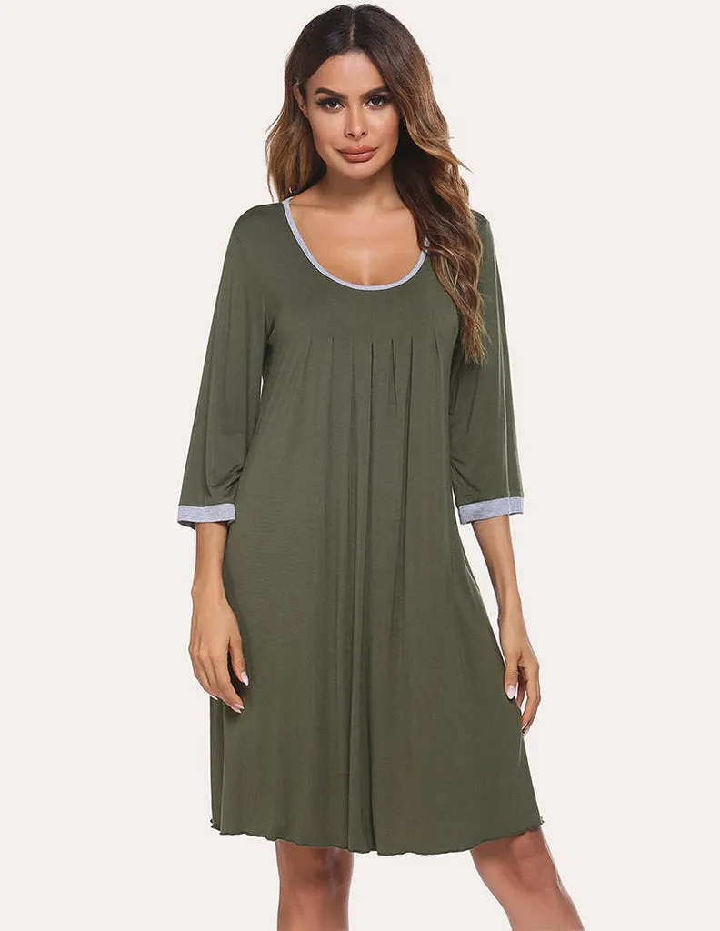 ekouaer-nightgowns-3-4-sleeve-pleated-nachthemd-plissiert image 1