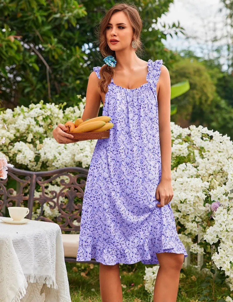 ekouaer-nightgowns-ruffle-nachthemd-rmellos-taschen-blumen image 1