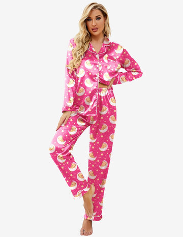 ekouaer-christmas-teddy-satin-pyjama-schlafanzug-set-lang image 8
