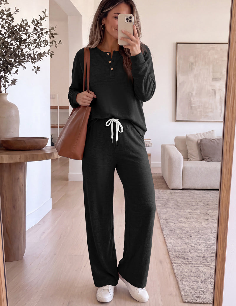 ekouaer-pajama-sets-henley-schlafanzug-langarm-winter image 4