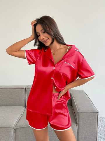 ekouaer-pajama-sets-satin-schlafanzug-shorts-2-teilig-knopfleiste image 7