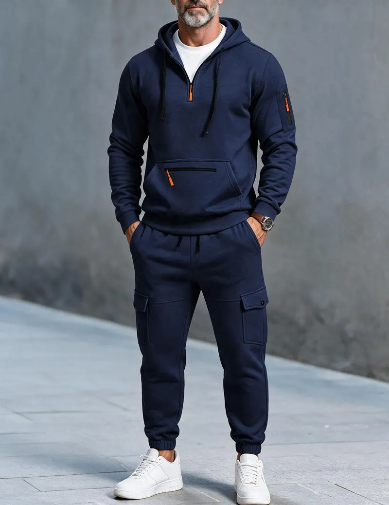 ekouaer-men-kapuzen-jogginganzug-fleece-navy-blue image 1