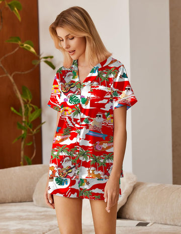ekouaer-pajama-sets-satin-pyjama-kurzarm-shorts-mit-kn-pfen image 3
