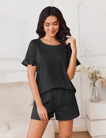 ekouaer-pajama-sets-baumwoll-pyjama-r-schen-top-shorts image 3