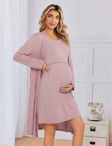 ekouaer-maternity-stillnachthemd-mit-morgenmantel-2-teilig image 5