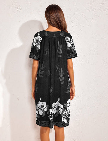 ekouaer-nightgowns-floral-nachthemd-kurzarm-taschen image 3