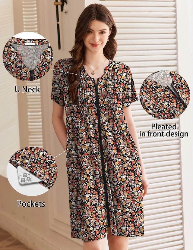 ekouaer-robes-zip-bademantel-kurzarm-mit-rei-verschluss image 1